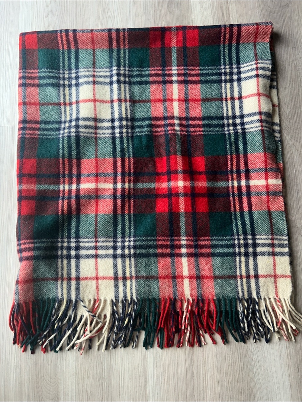 Troy Robe Plaid Wool Blanket FringeVintage Throw Cutter Blanket Craft Horse